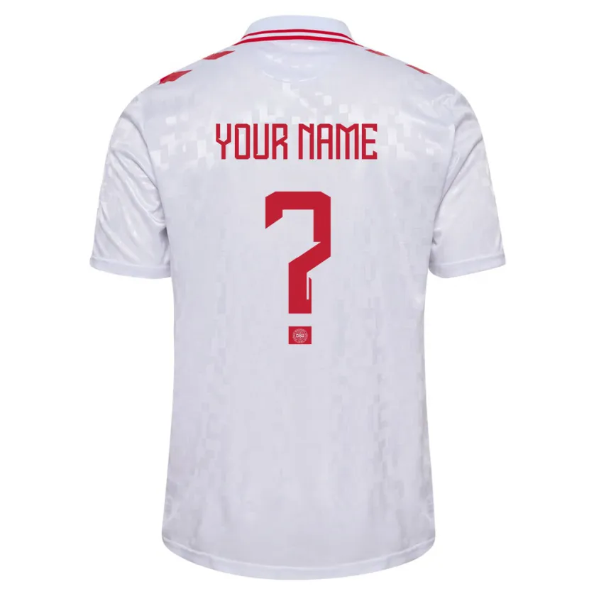 Danxen Niño Camiseta Dinamarca Su Nombre #0 Blanco 2ª Equipación 24-26 La Camisa México