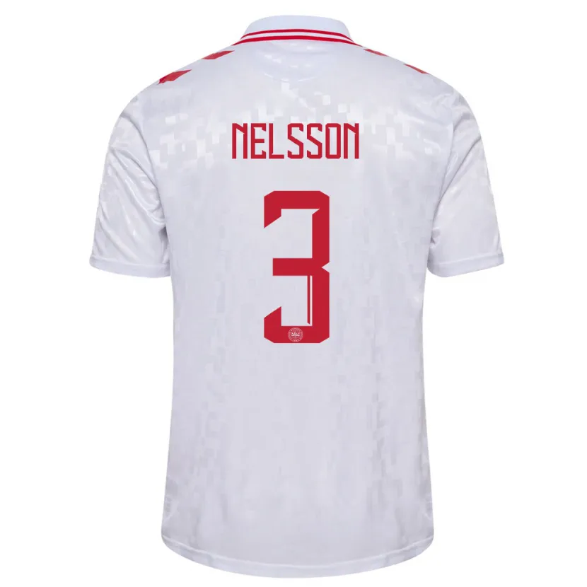 Danxen Niño Camiseta Dinamarca Victor Nelsson #3 Blanco 2ª Equipación 24-26 La Camisa México