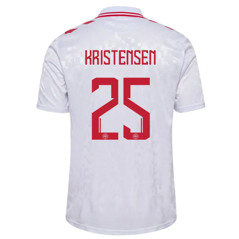 Danxen Niño Camiseta Dinamarca Rasmus Kristensen #25 Blanco 2ª Equipación 24-26 La Camisa México
