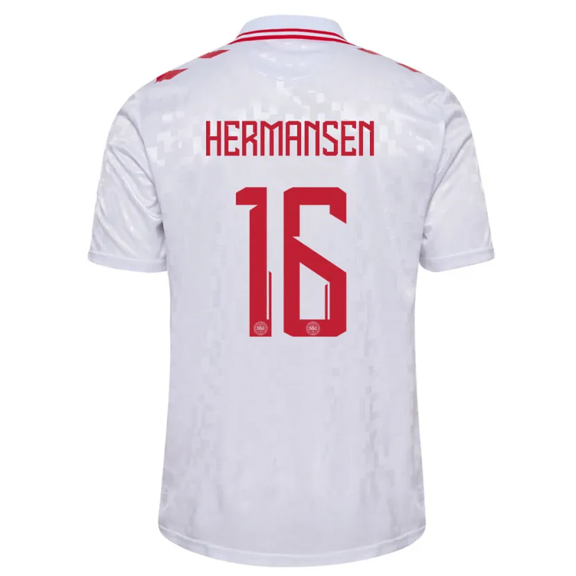 Danxen Niño Camiseta Dinamarca Mads Hermansen #16 Blanco 2ª Equipación 24-26 La Camisa México