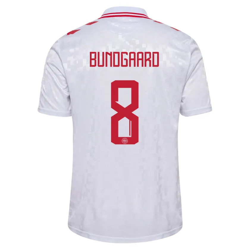 Danxen Niño Camiseta Dinamarca Filip Bundgaard #8 Blanco 2ª Equipación 24-26 La Camisa México