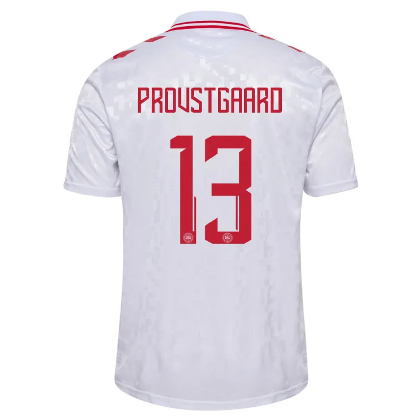Danxen Niño Camiseta Dinamarca Oliver Provstgaard #13 Blanco 2ª Equipación 24-26 La Camisa México