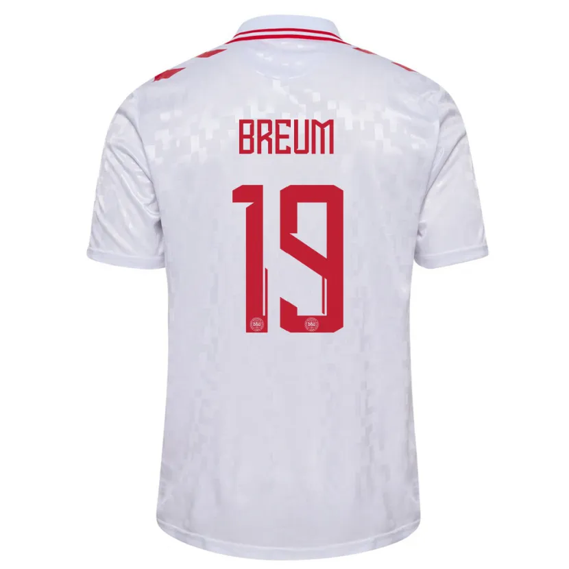 Danxen Niño Camiseta Dinamarca Jakob Breum #19 Blanco 2ª Equipación 24-26 La Camisa México