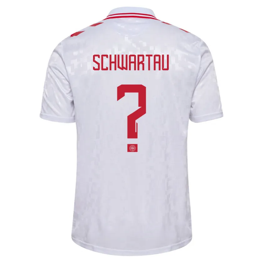 Danxen Niño Camiseta Dinamarca Oscar Schwartau #0 Blanco 2ª Equipación 24-26 La Camisa México