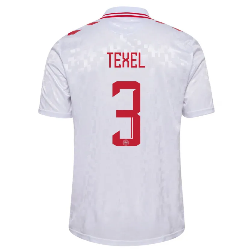 Danxen Niño Camiseta Dinamarca Pontus Texel #3 Blanco 2ª Equipación 24-26 La Camisa México