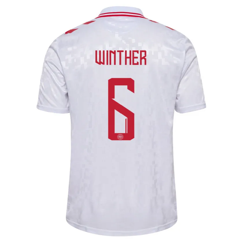 Danxen Niño Camiseta Dinamarca Casper Winther #6 Blanco 2ª Equipación 24-26 La Camisa México