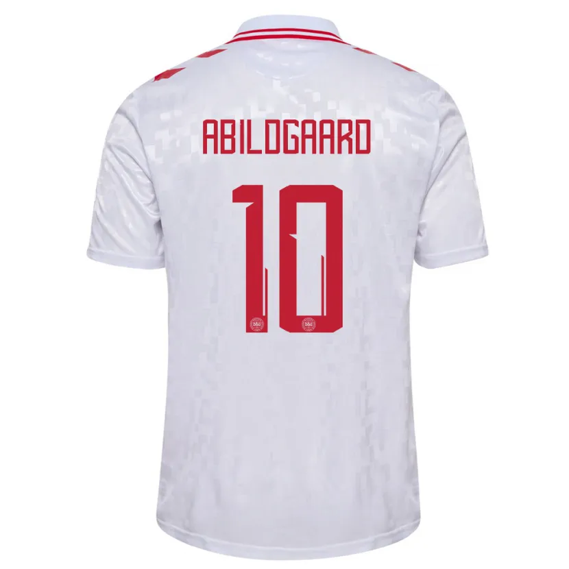 Danxen Niño Camiseta Dinamarca Lasse Abildgaard #10 Blanco 2ª Equipación 24-26 La Camisa México