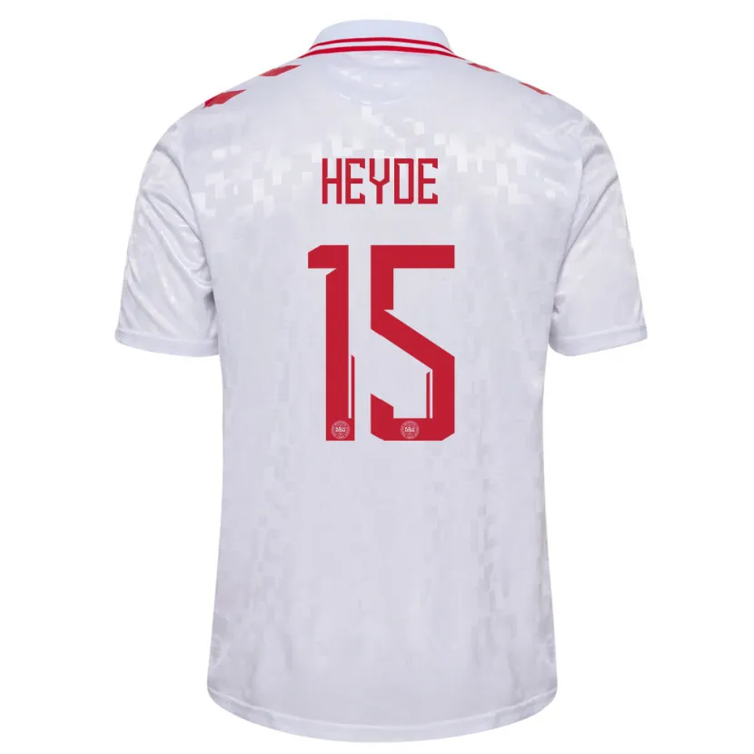 Danxen Niño Camiseta Dinamarca Malte Heyde #15 Blanco 2ª Equipación 24-26 La Camisa México