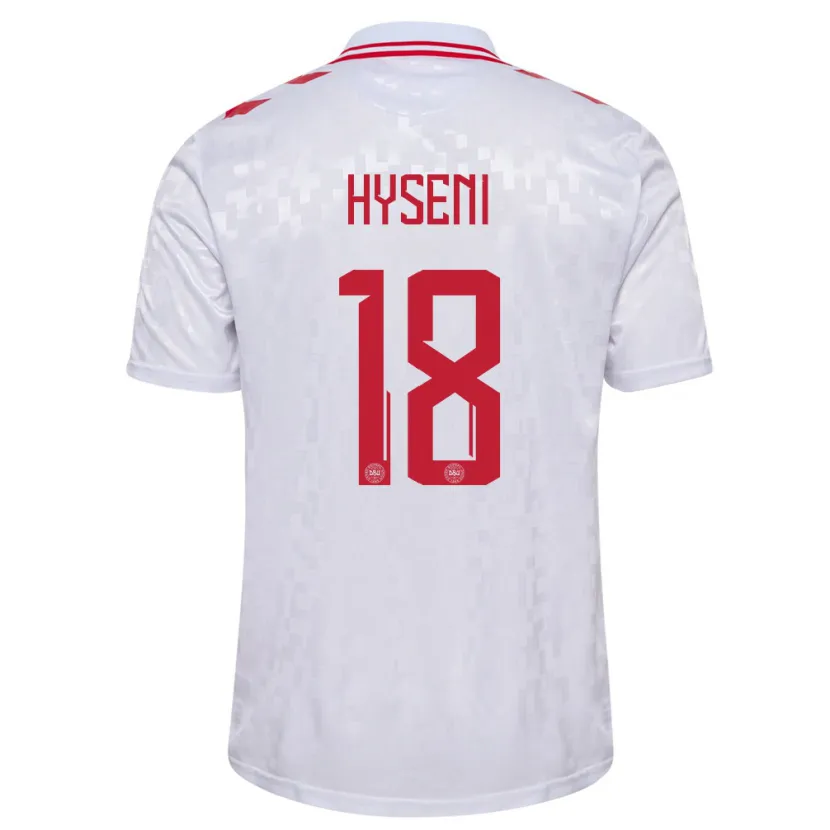 Danxen Niño Camiseta Dinamarca Olti Hyseni #18 Blanco 2ª Equipación 24-26 La Camisa México