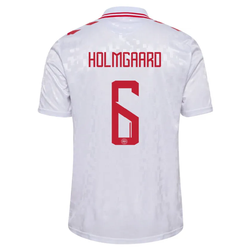 Danxen Niño Camiseta Dinamarca Karen Holmgaard #6 Blanco 2ª Equipación 24-26 La Camisa México