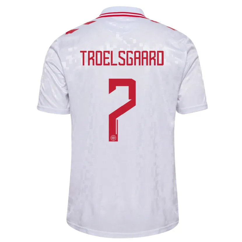 Danxen Niño Camiseta Dinamarca Sanne Troelsgaard #7 Blanco 2ª Equipación 24-26 La Camisa México