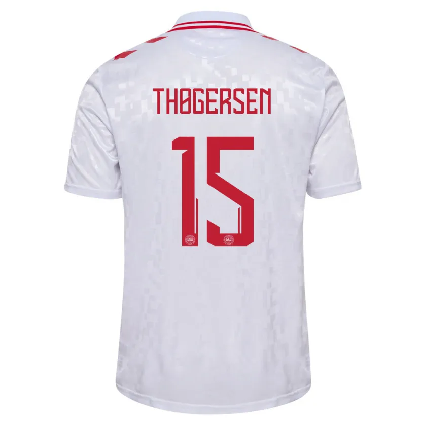 Danxen Niño Camiseta Dinamarca Frederikke Thøgersen #15 Blanco 2ª Equipación 24-26 La Camisa México
