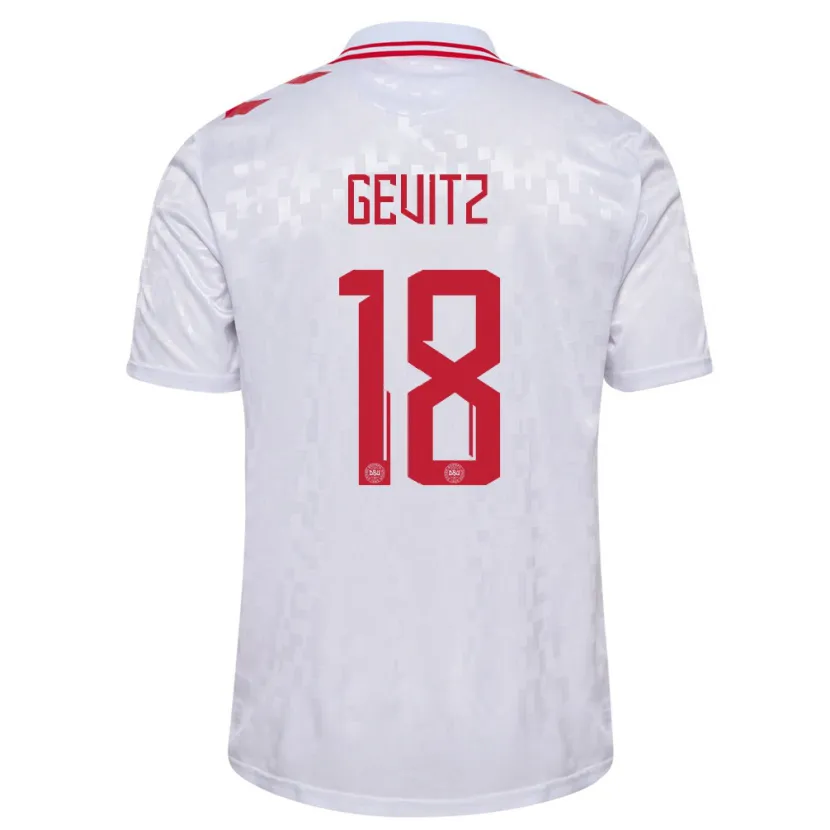 Danxen Niño Camiseta Dinamarca Luna Gevitz #18 Blanco 2ª Equipación 24-26 La Camisa México