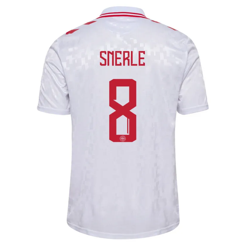 Danxen Niño Camiseta Dinamarca Emma Snerle #8 Blanco 2ª Equipación 24-26 La Camisa México