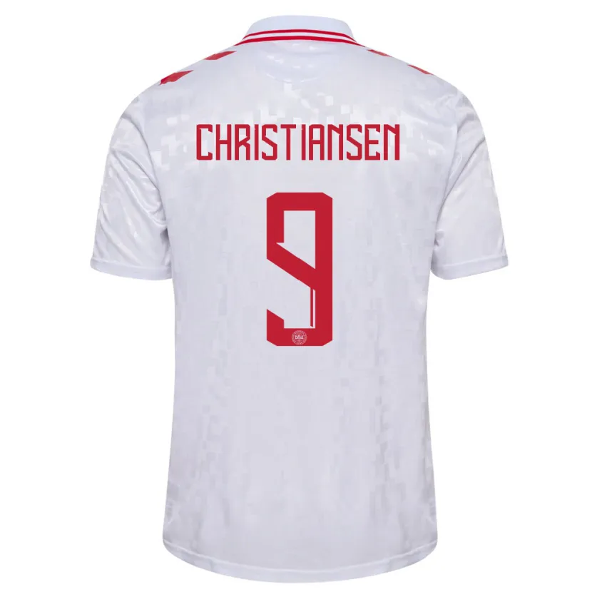 Danxen Niño Camiseta Dinamarca Nanna Christiansen #9 Blanco 2ª Equipación 24-26 La Camisa México