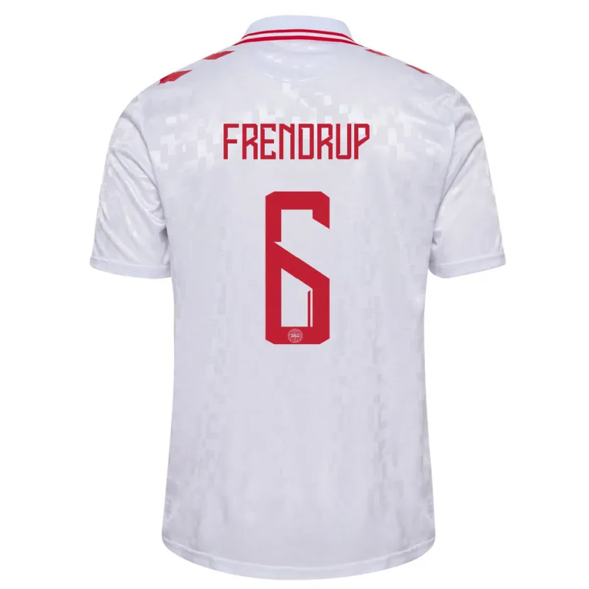 Danxen Niño Camiseta Dinamarca Morten Frendrup #6 Blanco 2ª Equipación 24-26 La Camisa México