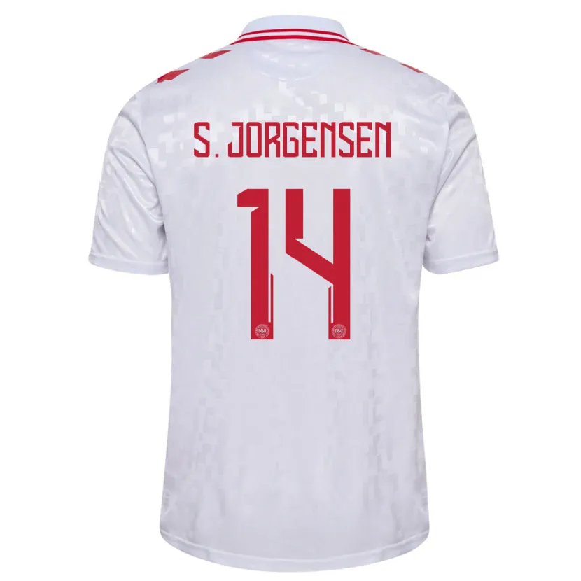 Danxen Niño Camiseta Dinamarca Sebastian Jorgensen #14 Blanco 2ª Equipación 24-26 La Camisa México