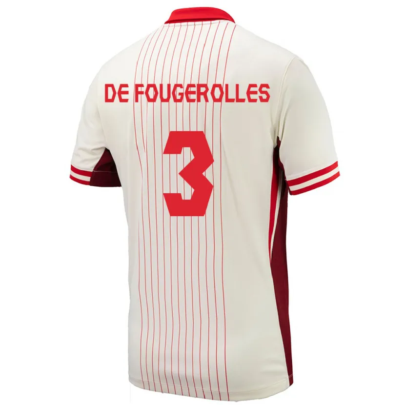 Danxen Niño Camiseta Canadá Luc De Fougerolles #3 Blanco 2ª Equipación 24-26 La Camisa México