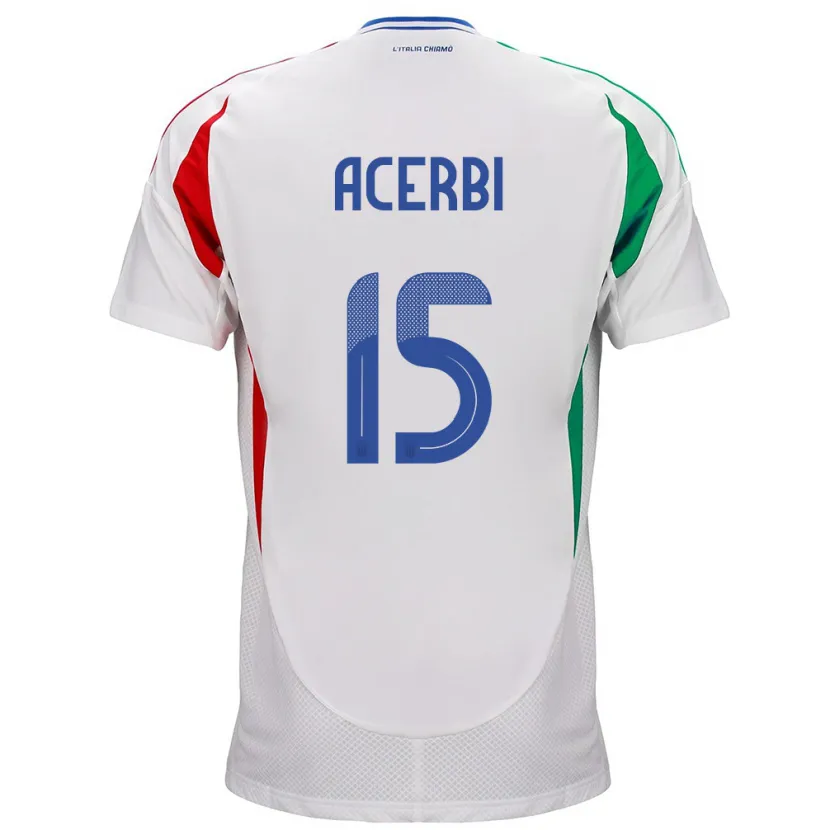 Danxen Niño Camiseta Italia Francesco Acerbi #15 Blanco 2ª Equipación 24-26 La Camisa México