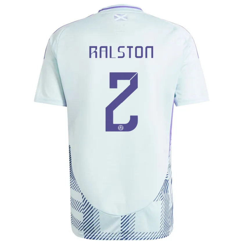 Danxen Niño Camiseta Escocia Anthony Ralston #2 Azul Menta Claro 2ª Equipación 24-26 La Camisa México