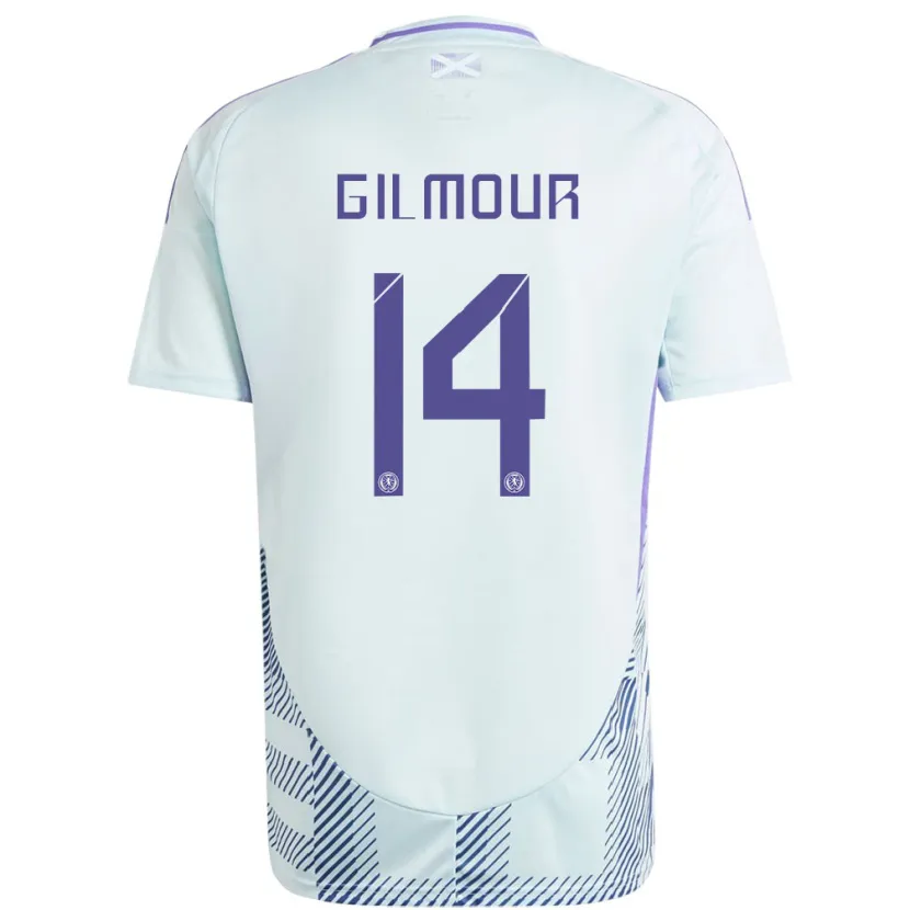 Danxen Niño Camiseta Escocia Billy Gilmour #14 Azul Menta Claro 2ª Equipación 24-26 La Camisa México