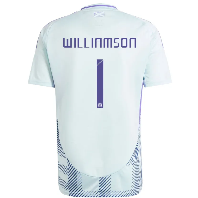 Danxen Niño Camiseta Escocia Woody Williamson #1 Azul Menta Claro 2ª Equipación 24-26 La Camisa México