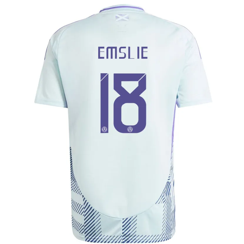 Danxen Niño Camiseta Escocia Claire Emslie #18 Azul Menta Claro 2ª Equipación 24-26 La Camisa México