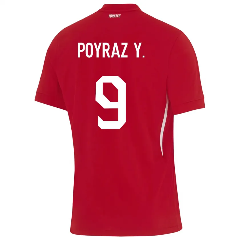 Danxen Niño Camiseta Turquía Poyraz Yıldırım #9 Rojo 2ª Equipación 24-26 La Camisa México