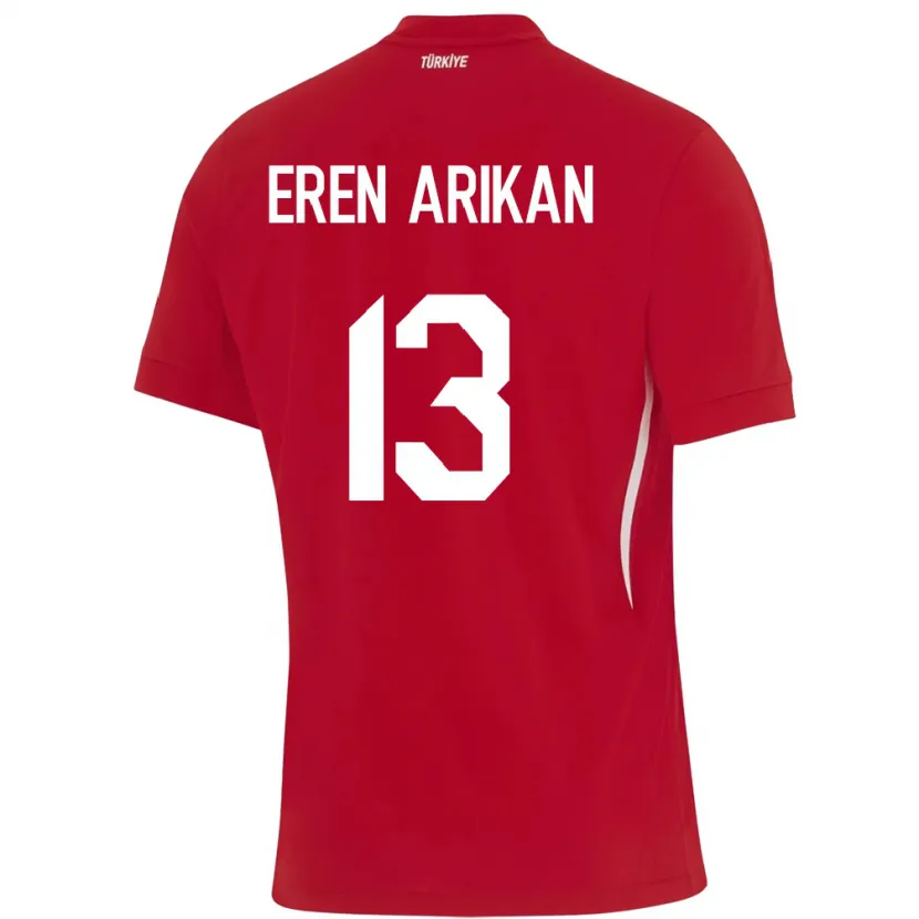 Danxen Niño Camiseta Turquía Muhammed Eren Arıkan #13 Rojo 2ª Equipación 24-26 La Camisa México