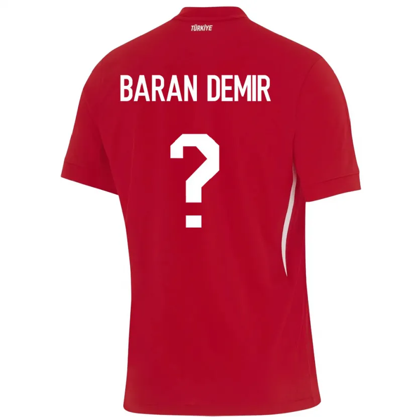 Danxen Niño Camiseta Turquía Tuna Baran Demir #0 Rojo 2ª Equipación 24-26 La Camisa México