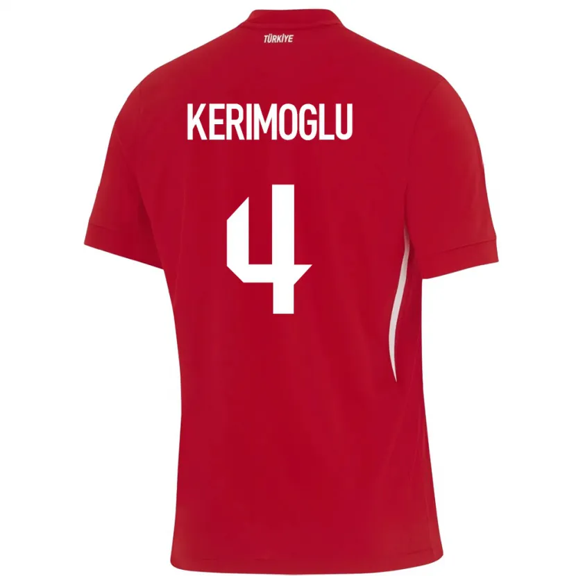 Danxen Niño Camiseta Turquía Zeynap Kerimoğlu #4 Rojo 2ª Equipación 24-26 La Camisa México
