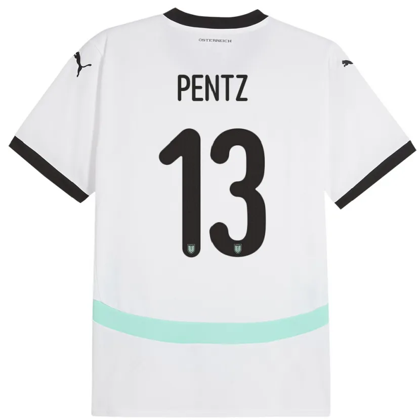 Danxen Niño Camiseta Austria Patrick Pentz #13 Blanco 2ª Equipación 24-26 La Camisa México