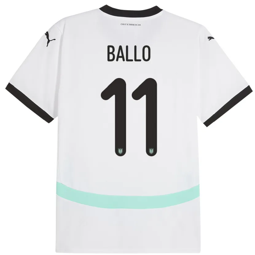 Danxen Niño Camiseta Austria Thierno Ballo #11 Blanco 2ª Equipación 24-26 La Camisa México