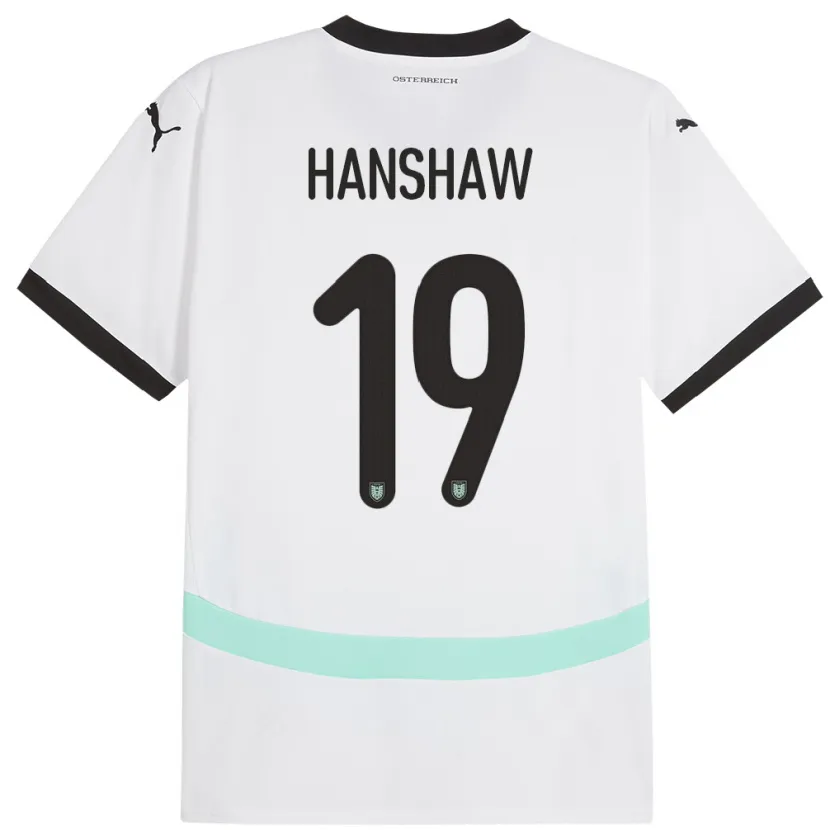 Danxen Niño Camiseta Austria Verena Hanshaw #19 Blanco 2ª Equipación 24-26 La Camisa México