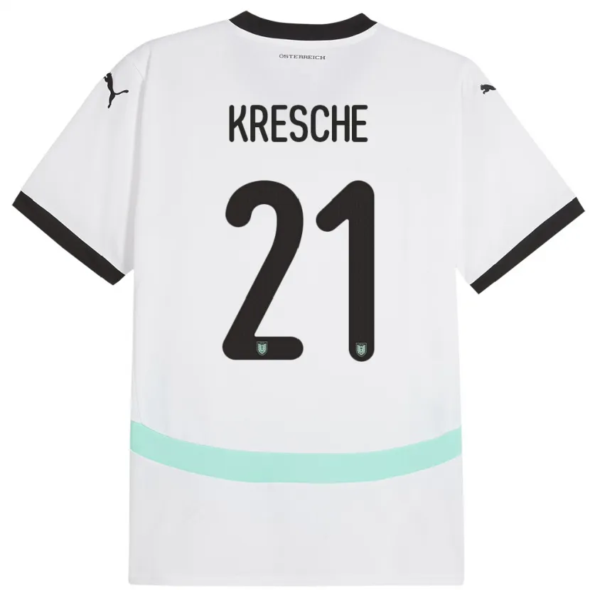 Danxen Niño Camiseta Austria Isabella Kresche #21 Blanco 2ª Equipación 24-26 La Camisa México