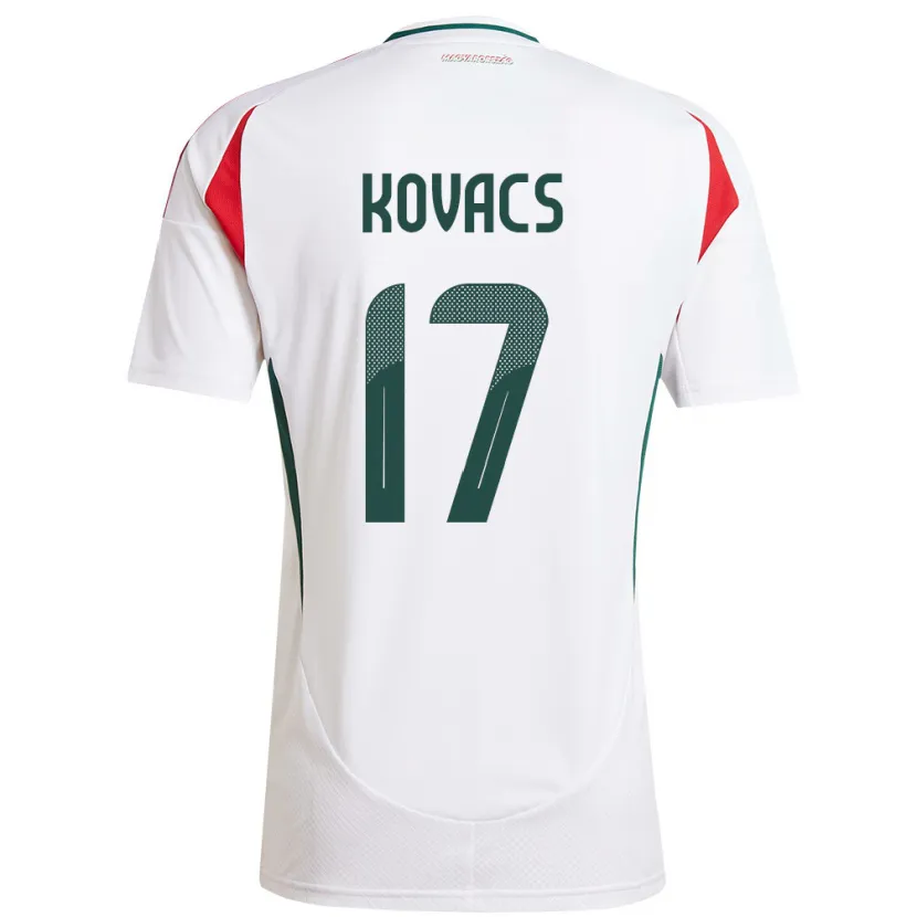 Danxen Niño Camiseta Hungría Mátyás Kovács #17 Blanco 2ª Equipación 24-26 La Camisa México