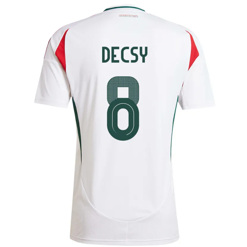 Danxen Niño Camiseta Hungría Ádám Décsy #8 Blanco 2ª Equipación 24-26 La Camisa México
