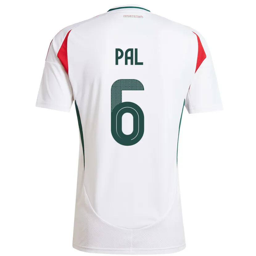 Danxen Niño Camiseta Hungría Barna Pál #6 Blanco 2ª Equipación 24-26 La Camisa México