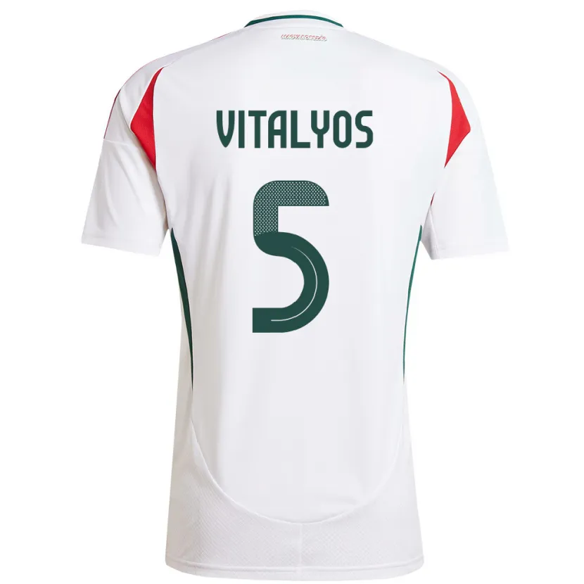 Danxen Niño Camiseta Hungría Viktor Vitályos #5 Blanco 2ª Equipación 24-26 La Camisa México