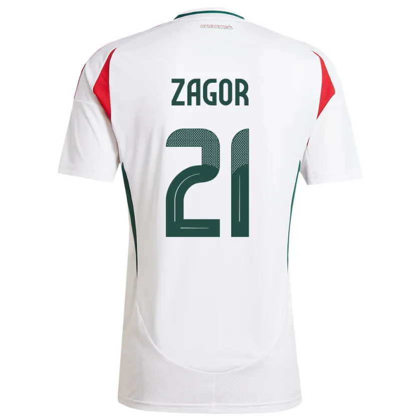 Danxen Niño Camiseta Hungría Bernadett Zágor #21 Blanco 2ª Equipación 24-26 La Camisa México