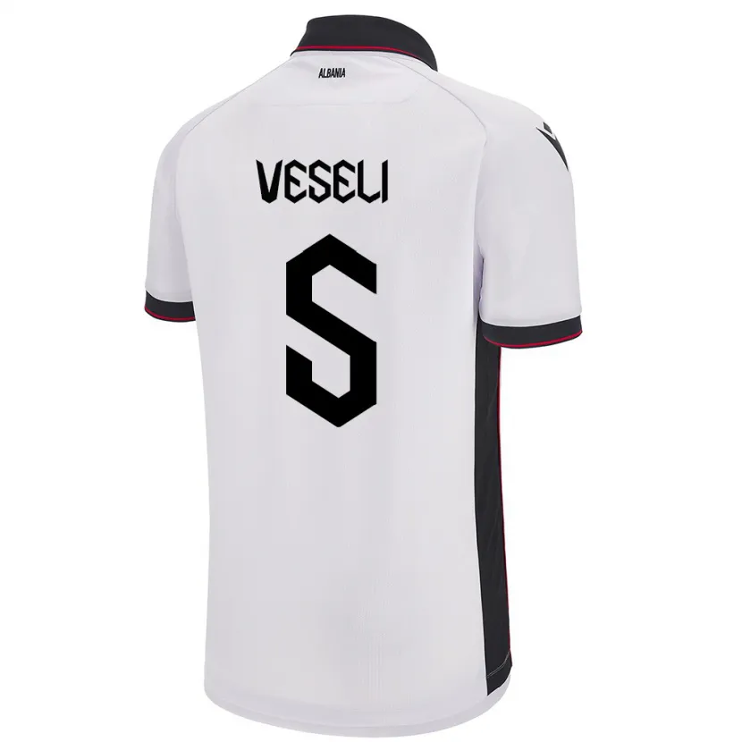 Danxen Niño Camiseta Albania Frédéric Veseli #5 Blanco 2ª Equipación 24-26 La Camisa México
