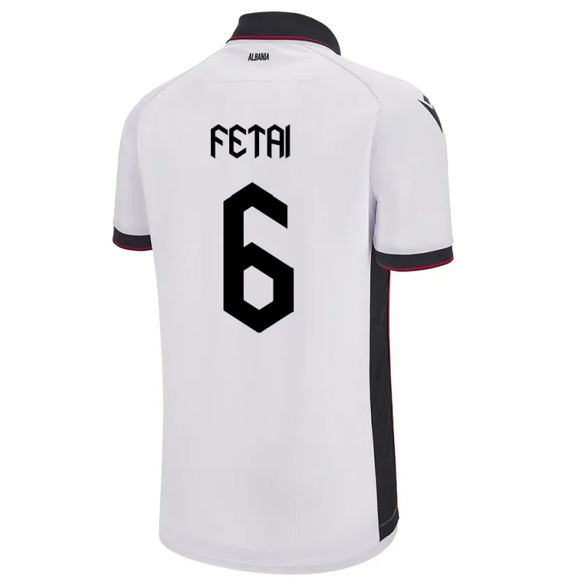 Danxen Niño Camiseta Albania Feta Fetai #6 Blanco 2ª Equipación 24-26 La Camisa México