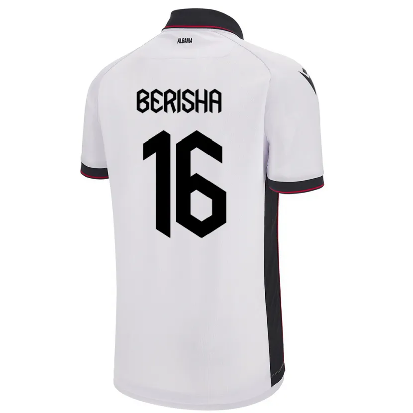 Danxen Niño Camiseta Albania Medon Berisha #16 Blanco 2ª Equipación 24-26 La Camisa México