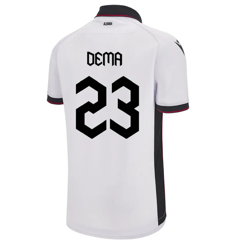 Danxen Niño Camiseta Albania Endri Dema #23 Blanco 2ª Equipación 24-26 La Camisa México