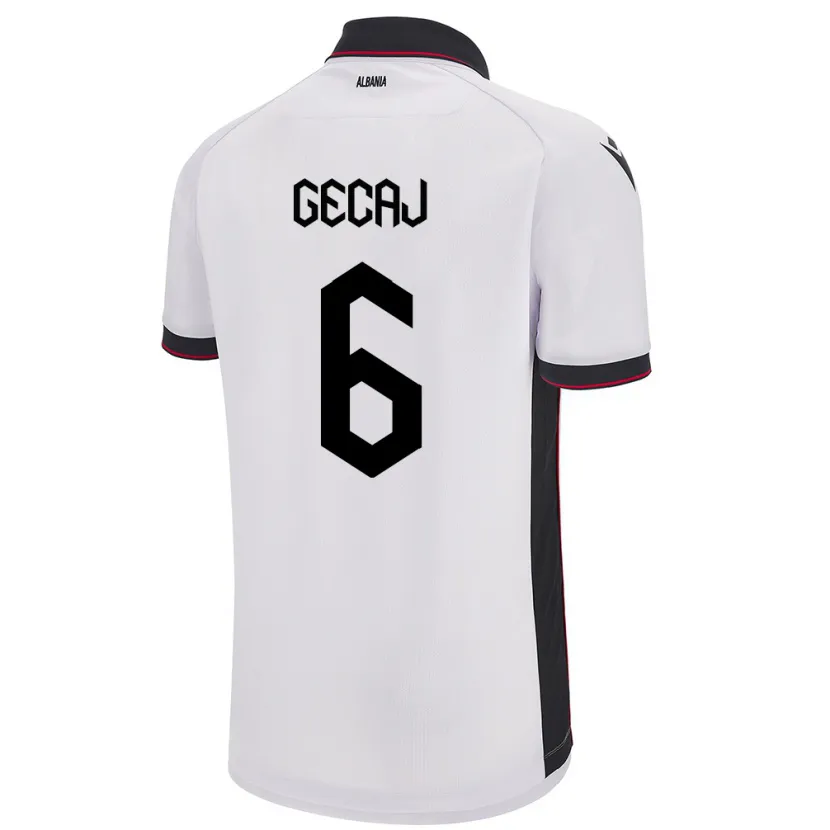 Danxen Niño Camiseta Albania Kris Gecaj #6 Blanco 2ª Equipación 24-26 La Camisa México