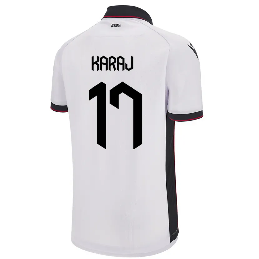 Danxen Niño Camiseta Albania Eraldo Karaj #17 Blanco 2ª Equipación 24-26 La Camisa México