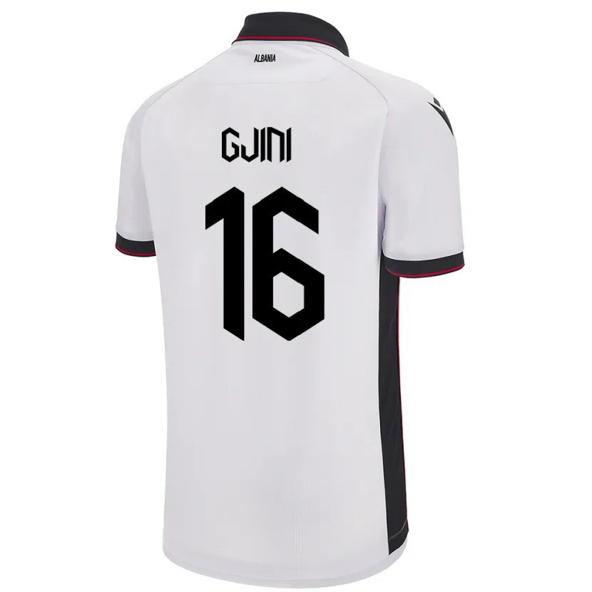 Danxen Niño Camiseta Albania Luçije Gjini #16 Blanco 2ª Equipación 24-26 La Camisa México