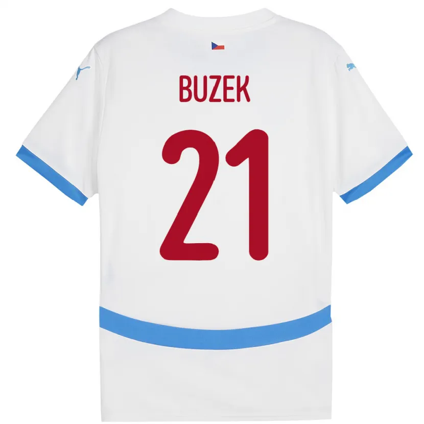 Danxen Niño Camiseta Chequia Alexandr Buzek #21 Blanco 2ª Equipación 24-26 La Camisa México