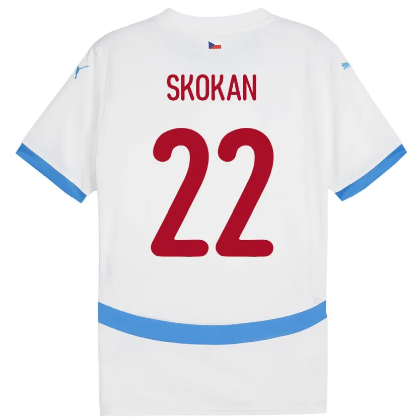 Danxen Niño Camiseta Chequia Vitek Skokan #22 Blanco 2ª Equipación 24-26 La Camisa México