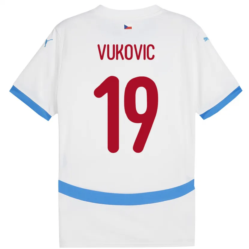 Danxen Niño Camiseta Chequia Kristian Vukovic #19 Blanco 2ª Equipación 24-26 La Camisa México
